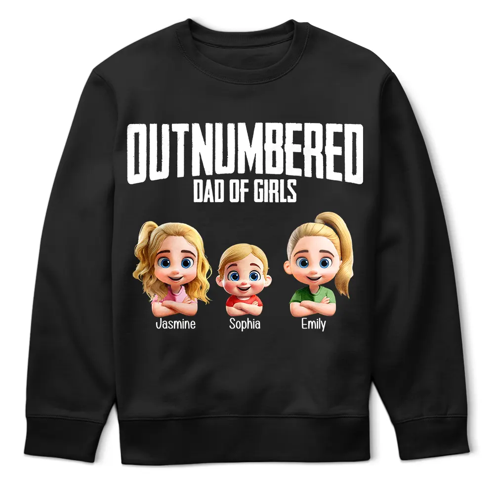 Outnumbered Dad Of Girls - Personalized T Shirt - Image 5