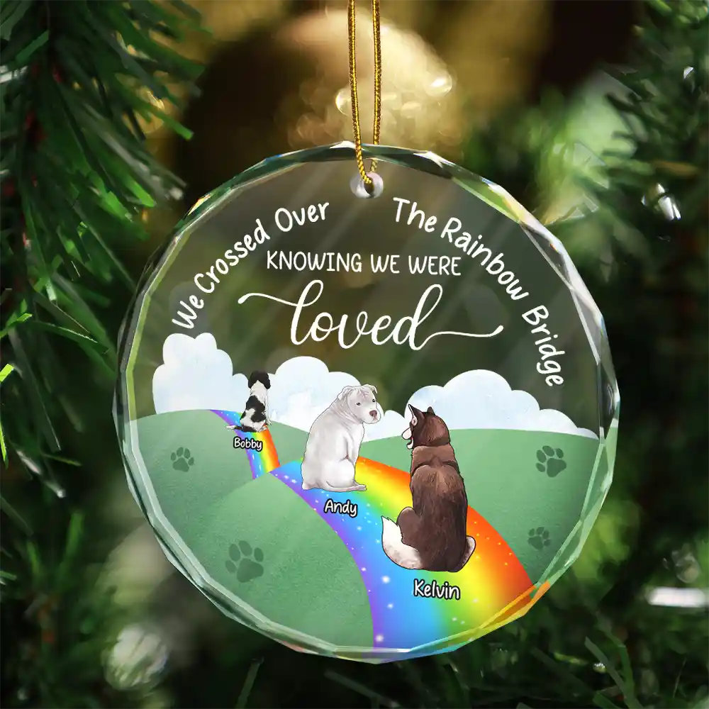 Over The Rainbow Bridge - Personalized Circle Glass Ornament - Image 3