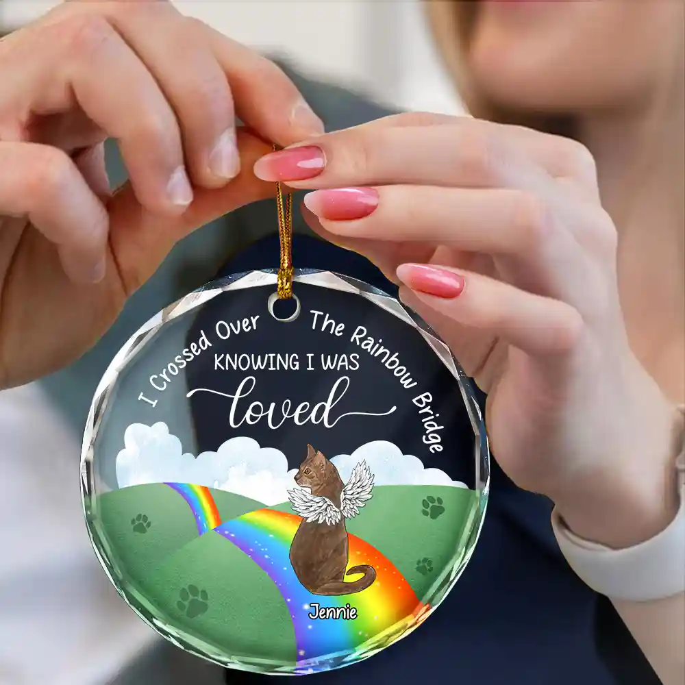 Over The Rainbow Bridge - Personalized Circle Glass Ornament - Image 4