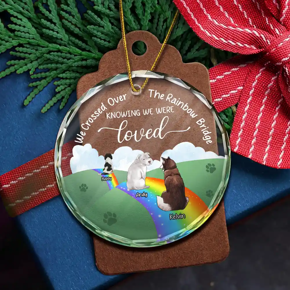 Over The Rainbow Bridge - Personalized Circle Glass Ornament - Image 5