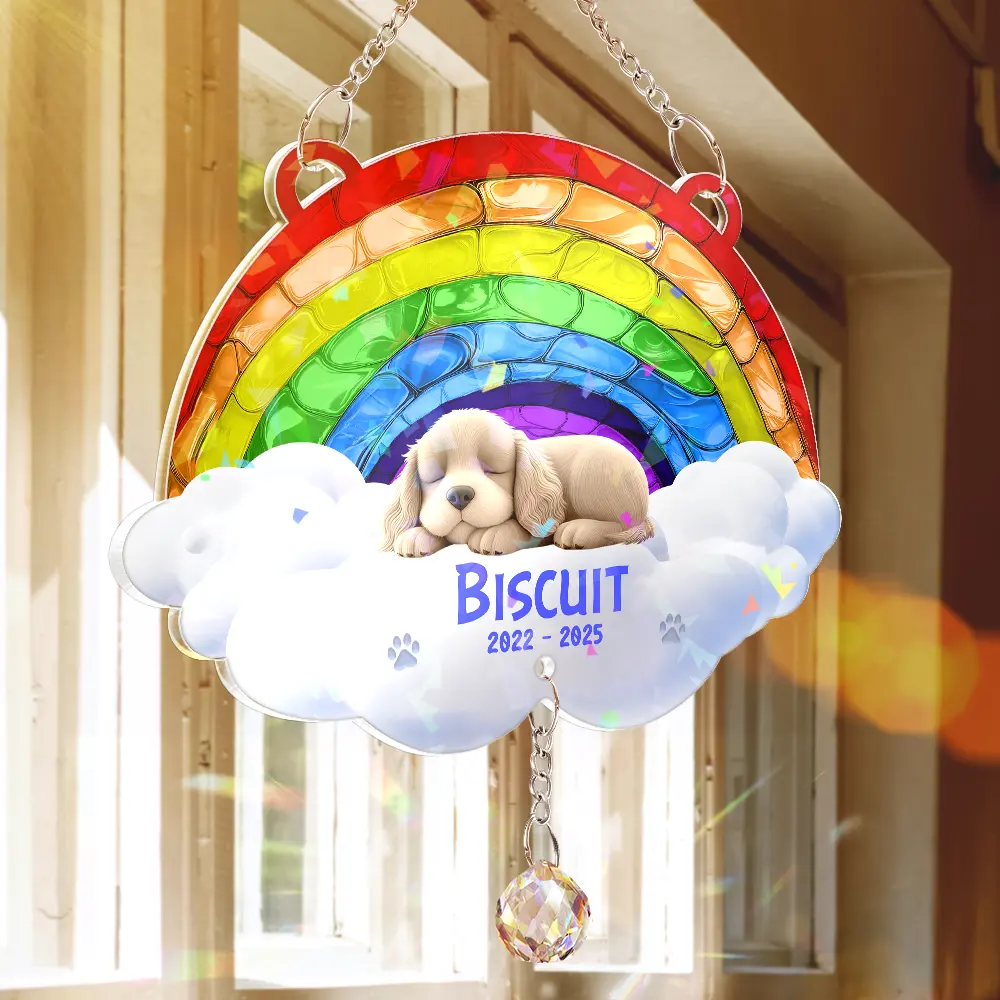 Over The Rainbow Bridge - Personalized Rainbow Suncatcher With Crystal Ball Prism - Image 3