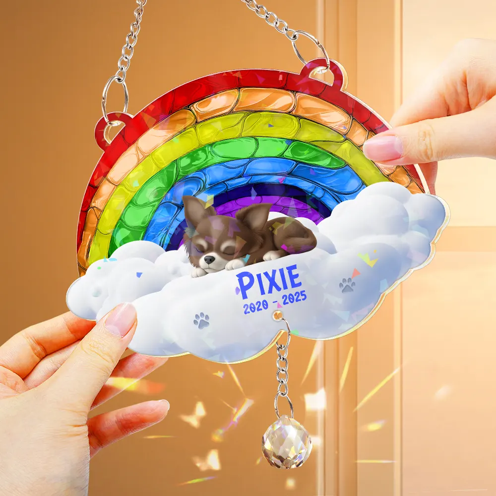 Over The Rainbow Bridge - Personalized Rainbow Suncatcher With Crystal Ball Prism - Image 4