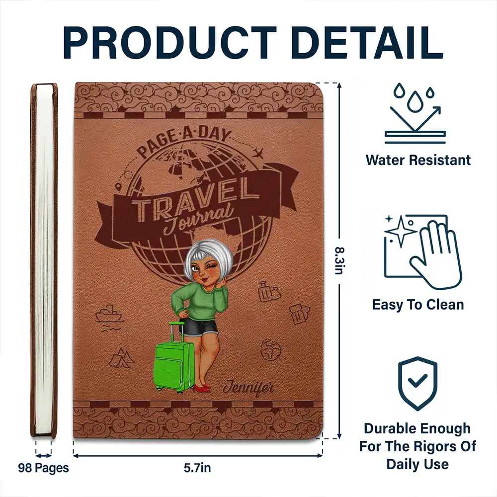 Page A Day Travel Journal - Personalized Leather Journal - Image 5