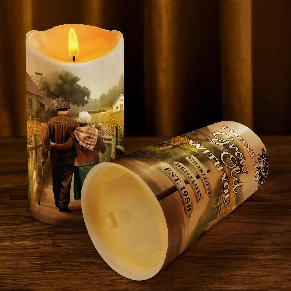 Painting Old Couple You And Me We Got This - Personalized Flameless LED Candle - Image 4