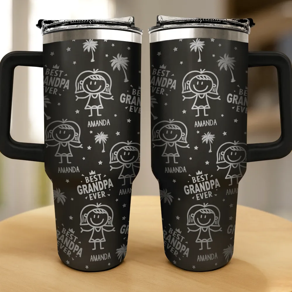 Palm Tree Best Dad Best Mom Ever - Personalized Engraved 40oz Tumbler - Image 2