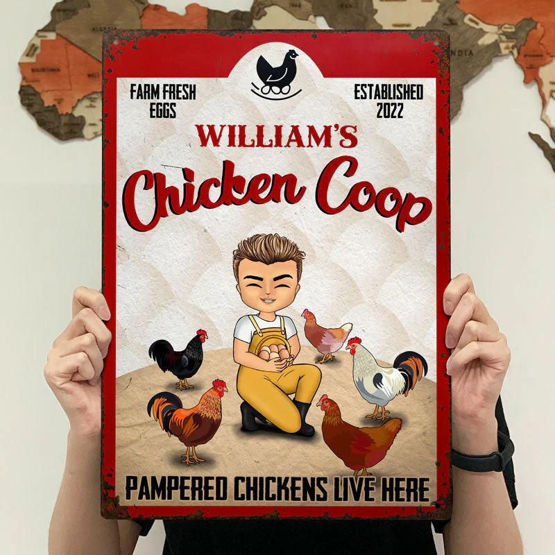 Pampered Chickens Live Here - Chicken Coop Decoration - Personalized Custom Classic Metal Signs - Image 3