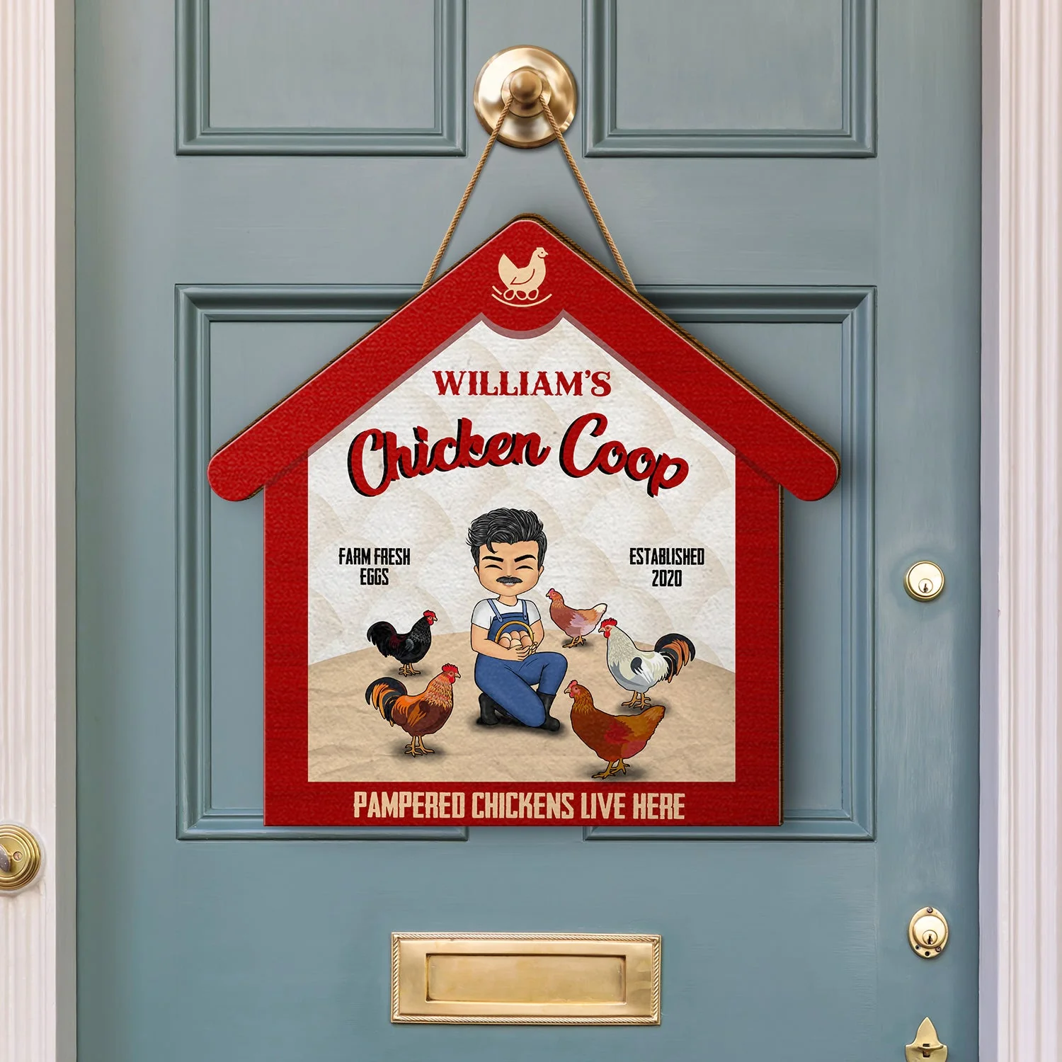 Pampered Chickens Live Here - Chicken Coop Decoration - Personalized Custom Shaped Wood Sign - Image 3