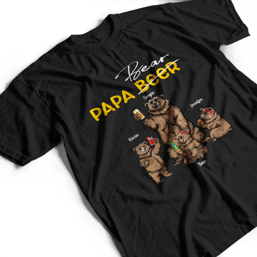 Papa Beer Papa Bear - Personalized T Shirt - Image 3