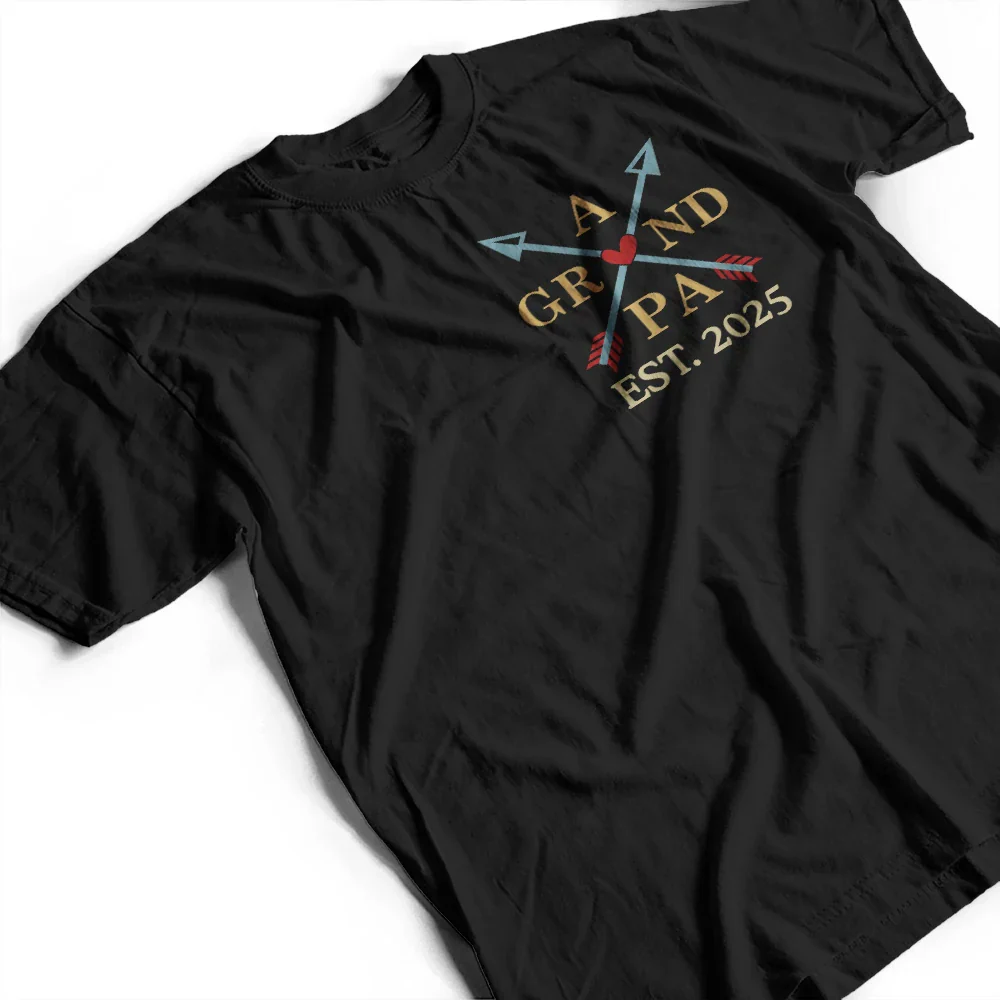 Papa Dad Est Year Crossed Arrows Joining Of Paths - Personalized T Shirt - Image 3
