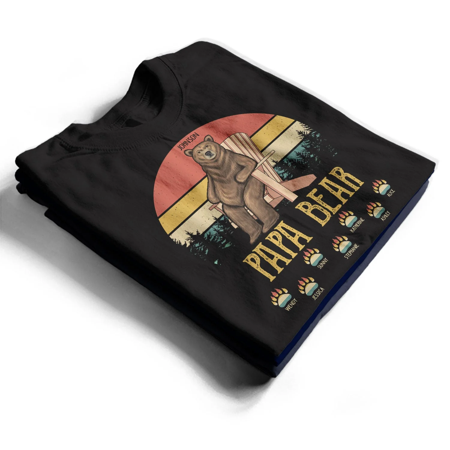 Papa Dada Bear - Gift For Father, Grandpa - Personalized Custom T Shirt - Image 2