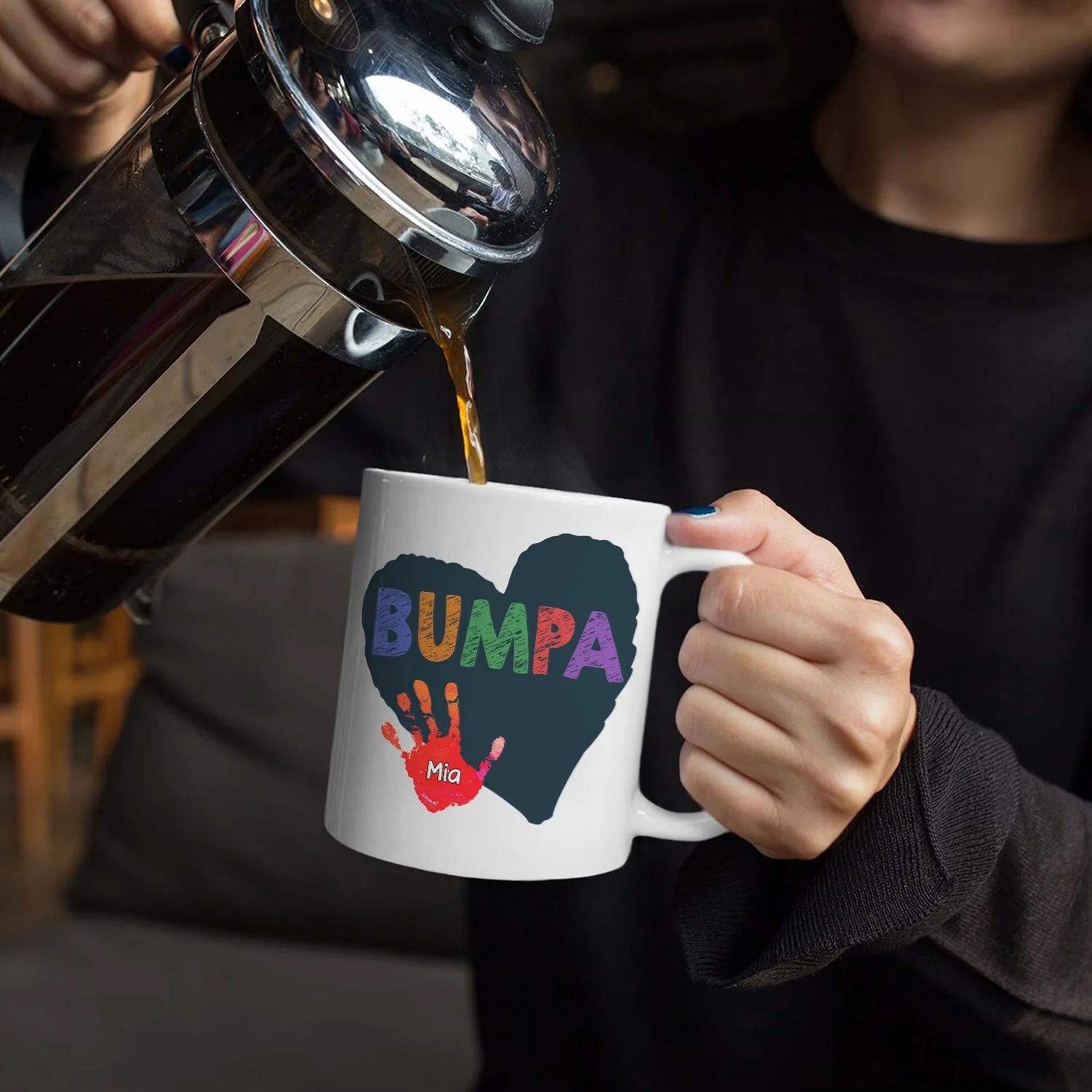 Papa Grandkids Hand Print - Personalized Mug - Image 5