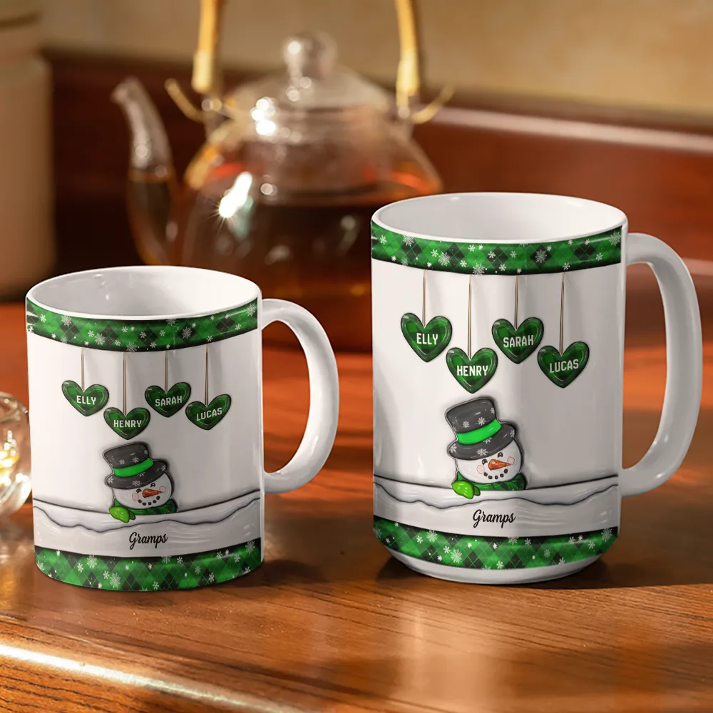 Papa Nana Snowman Christmas Grandparents - 3D Inflated Effect Printed Mug, Personalized White Edge-to-Edge Mug - Image 3