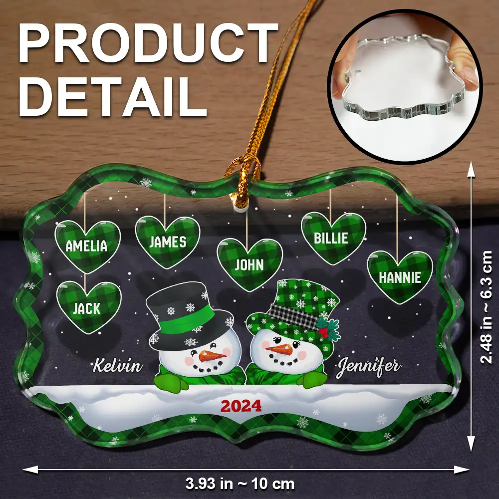 Papa Nana Snowman Christmas Grandparents - Personalized Medallion Glass Ornament - Image 5