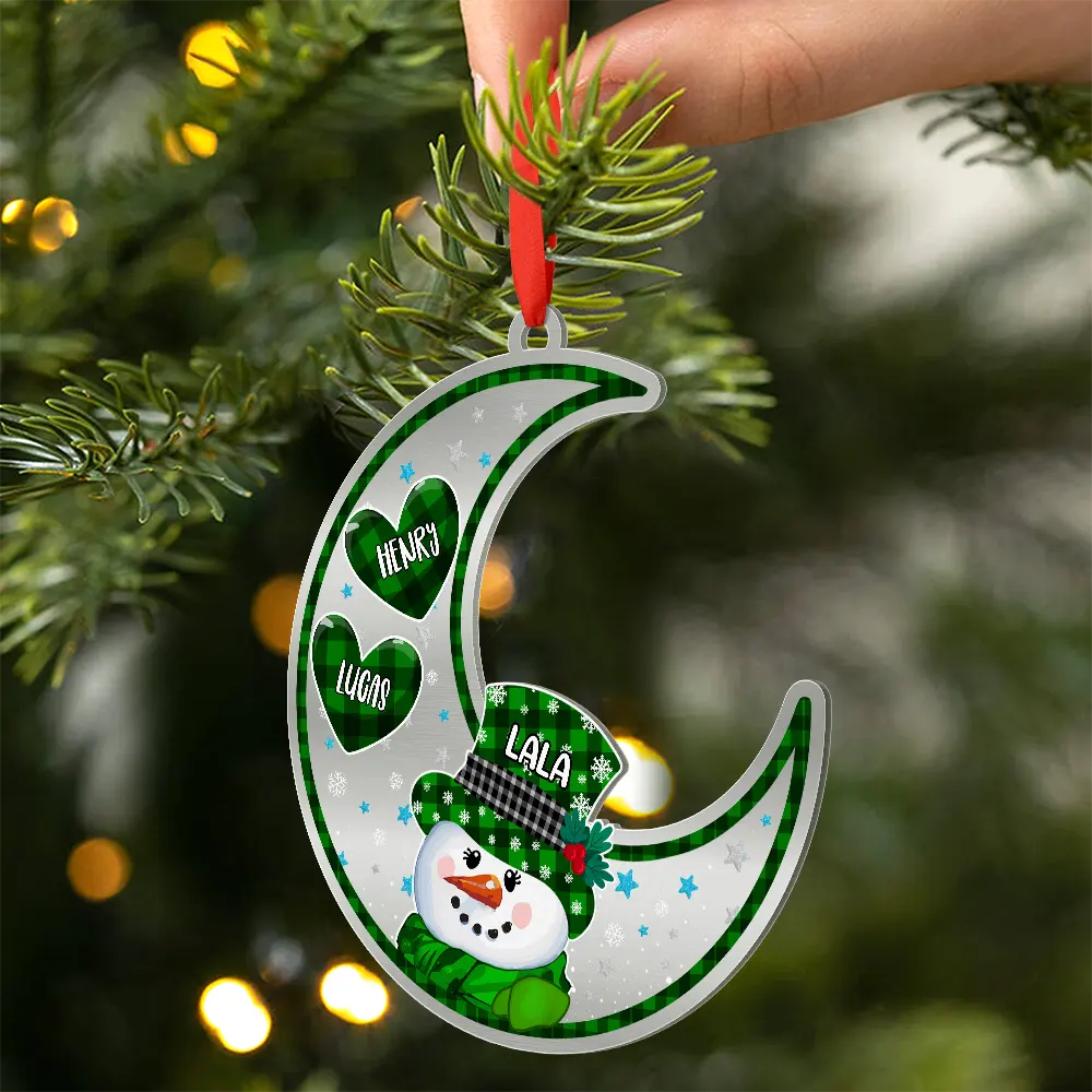 Papa Nana Snowman Christmas Grandparents - Personalized Metal Ornament - Image 2