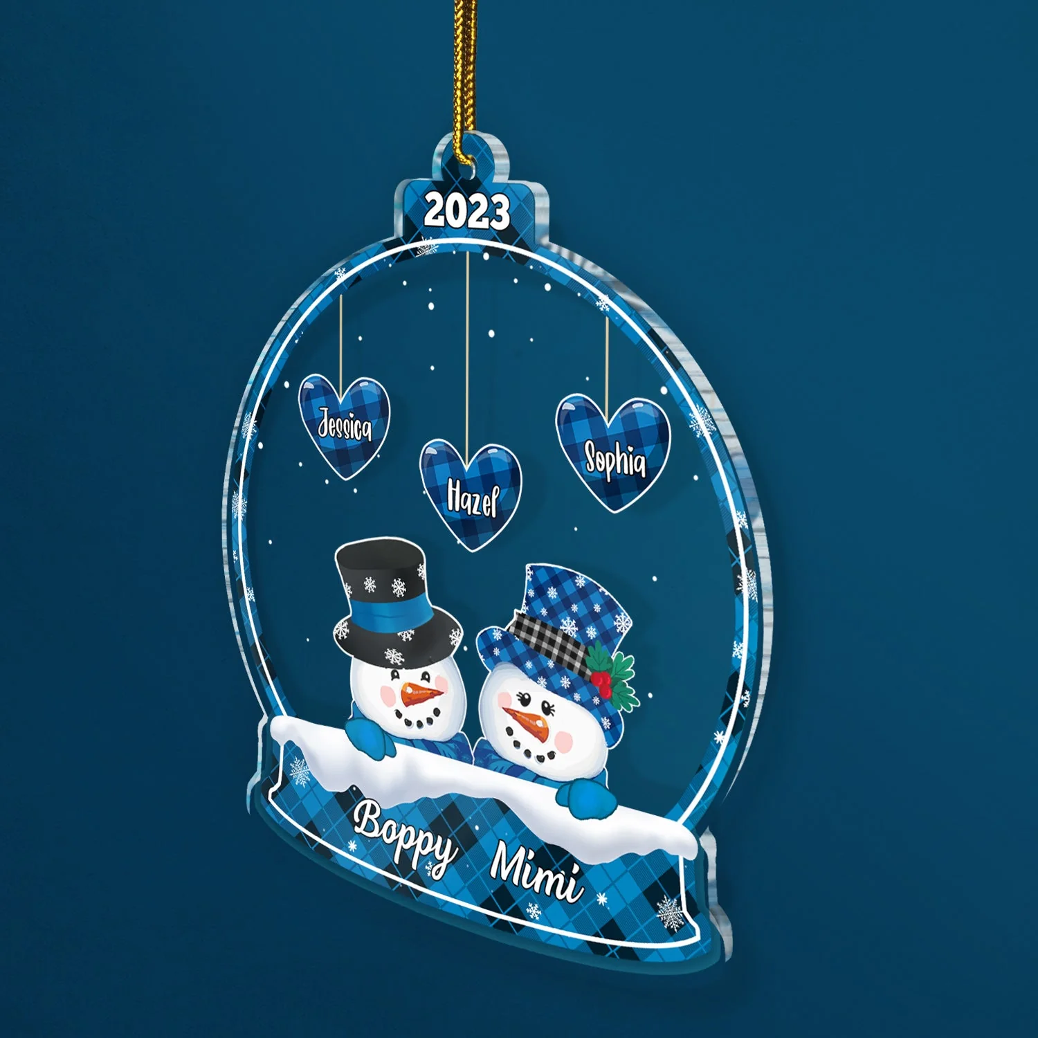 Papa Nana Snowman - Christmas, Loving Gift For Grandpa, Grandma, Grandparents - Personalized Custom Shaped Acrylic Ornament - Image 2