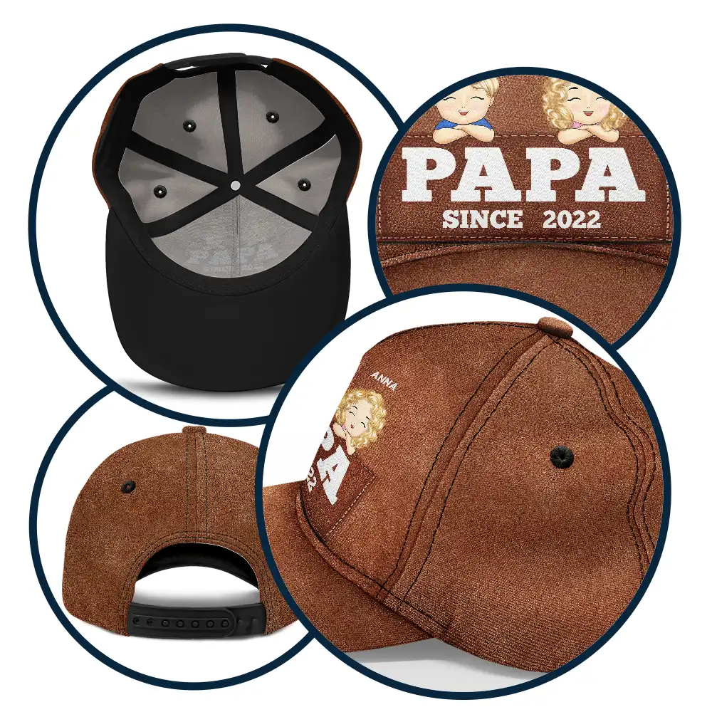 Papa Since - Gift For Father, Dad, Grandpa - Personalized Classic Cap - Image 5