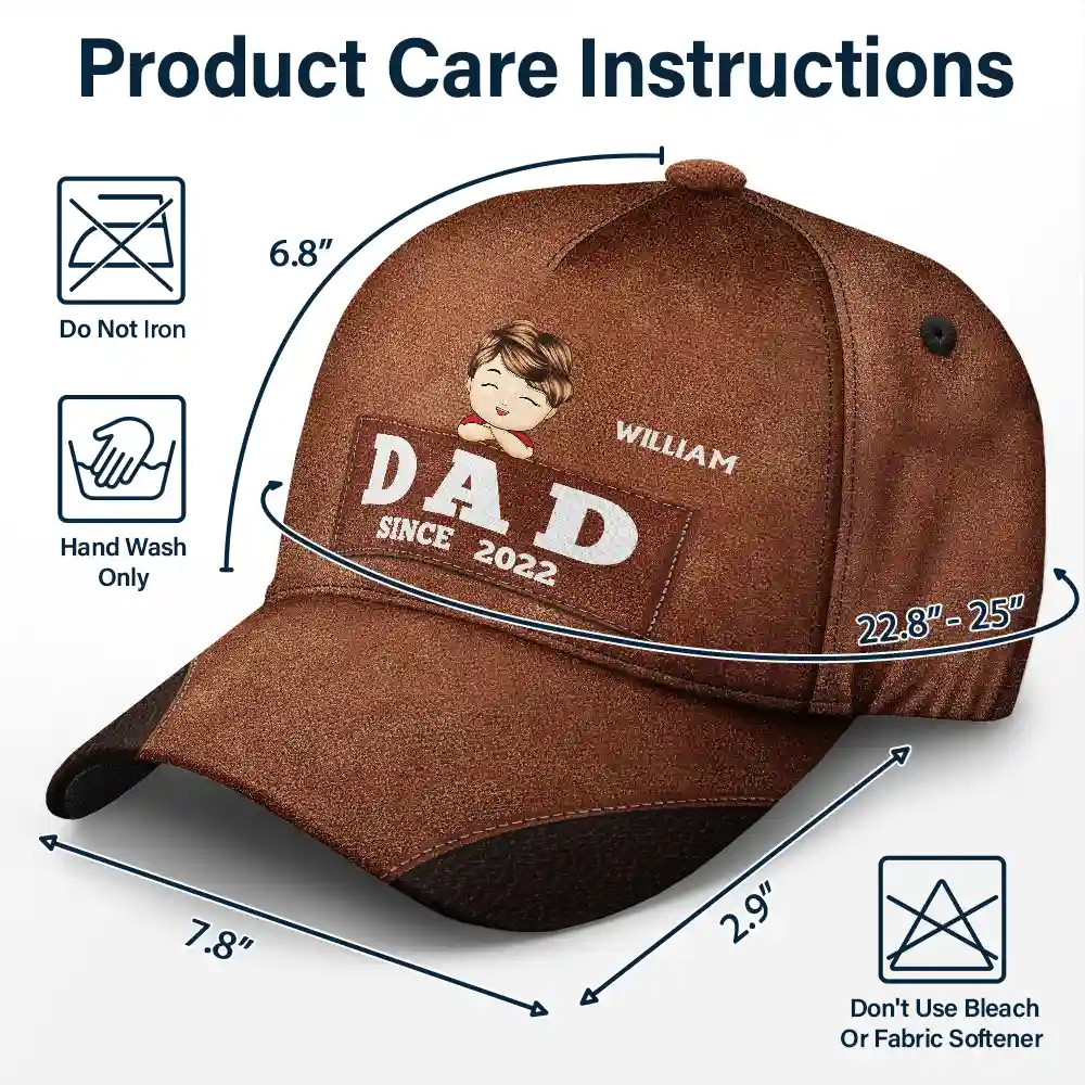 Papa Since - Gift For Father, Dad, Grandpa - Personalized Classic Cap - Image 6