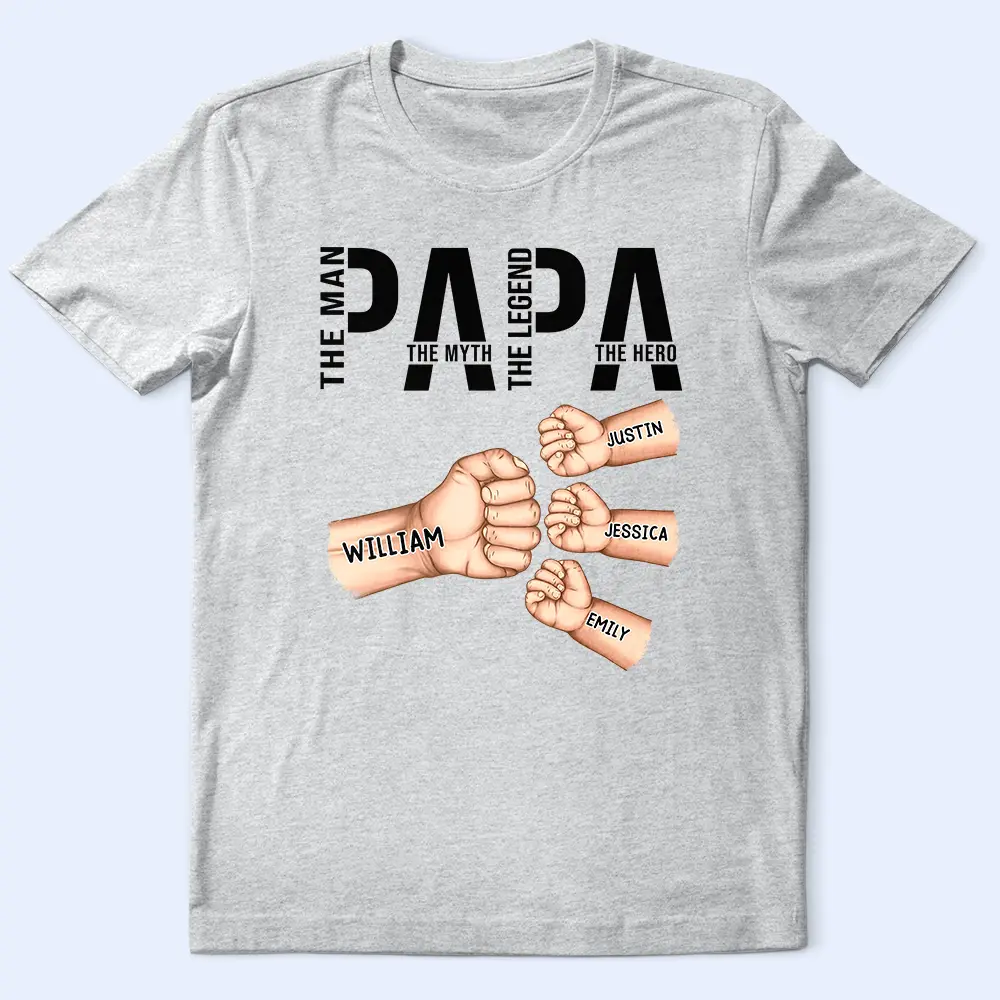 Papa The Man The Myth The Legend The Hero Cartoon - Personalized T Shirt - Image 2