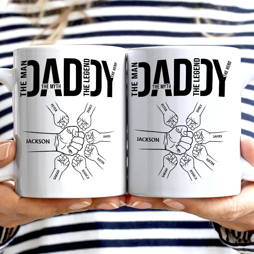 Papa The Man The Myth The Legend The Hero - Personalized Mug - Image 2