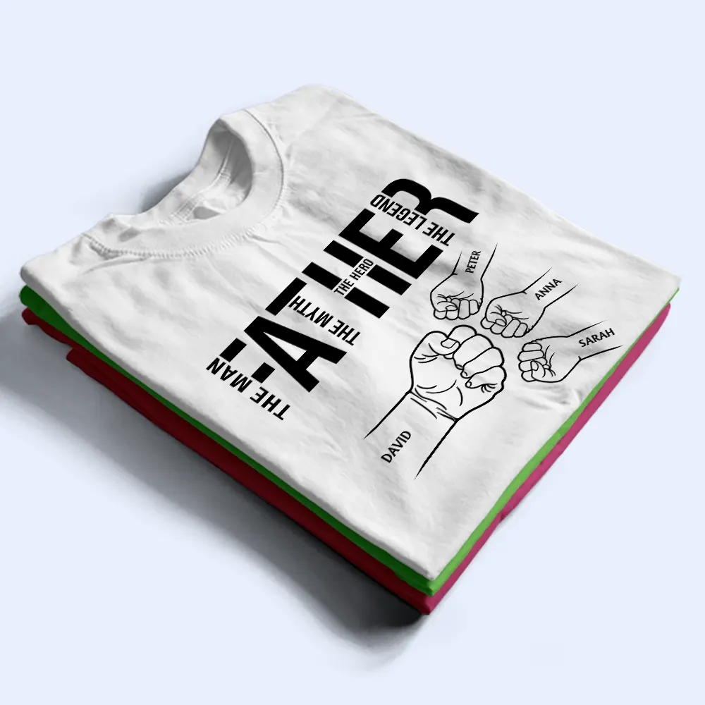 Papa The Man The Myth The Legend The Hero - Personalized T Shirt - Image 2