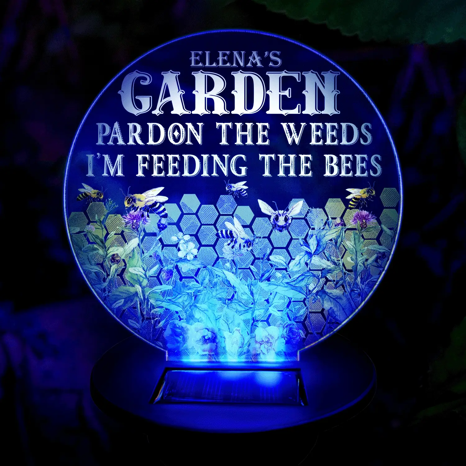 Pardon The Weeds - Gift For Gardening Lovers, Gardeners, Bee Lovers, Mom, Grandma - Personalized Solar Light - Image 2