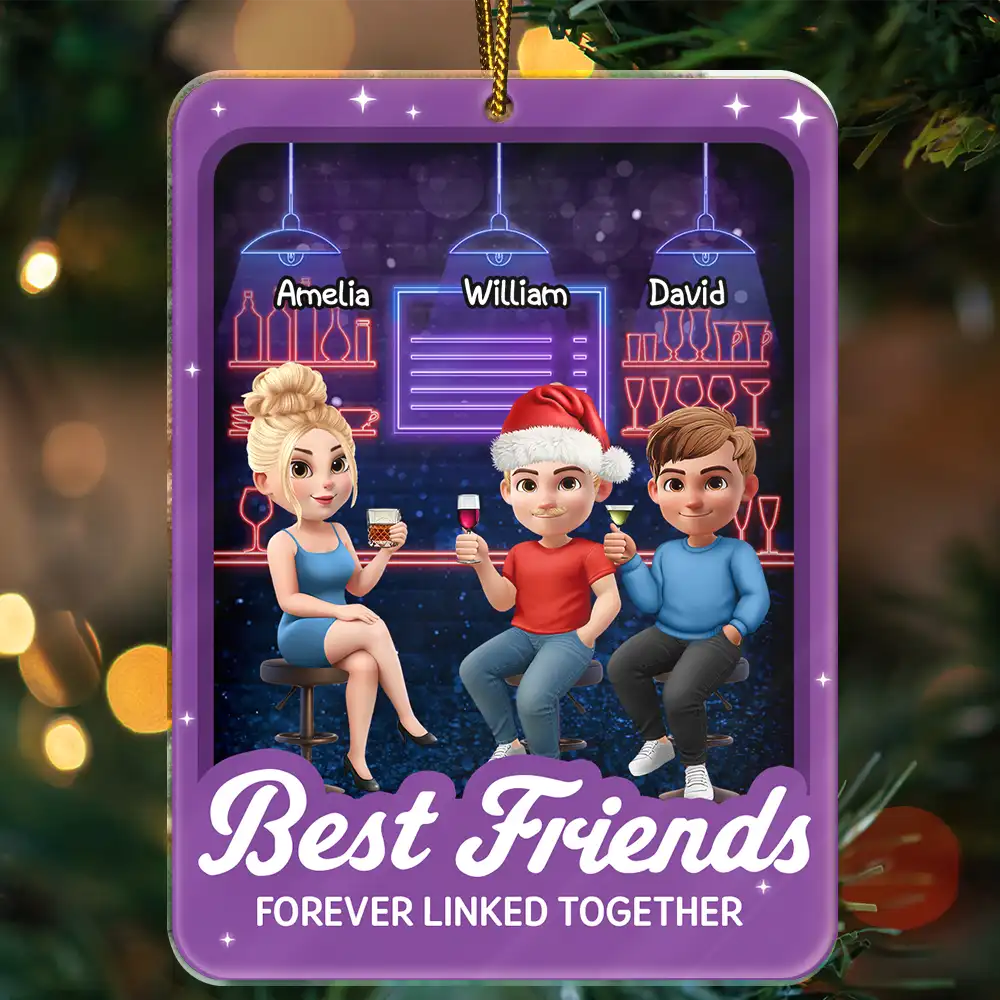 Partner In Crime 3D Effect Bar Bestie - Personalized Custom Shaped Acrylic Ornament - Image 3