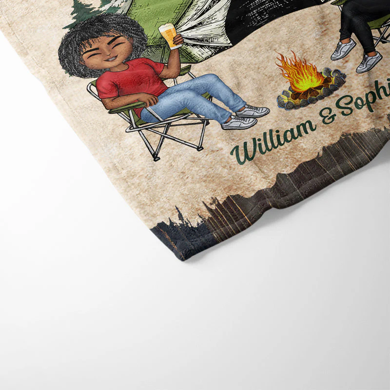 Partners For Life Husband Wife Camping - Couple Gift - Personalized Custom Fleece Blanket - Image 3