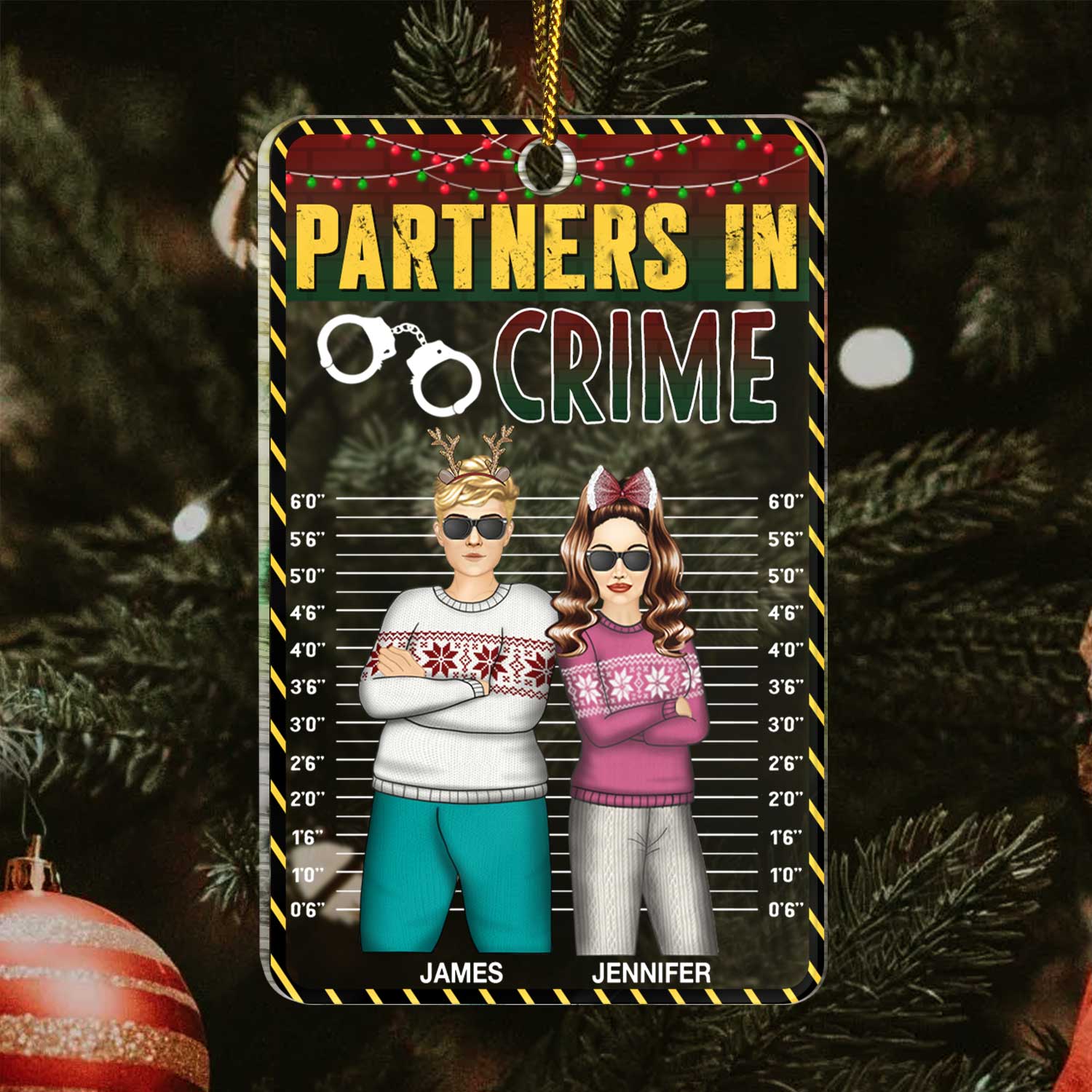 Partners In Crime BFF Best Friends - Christmas Gift For Besties, Siblings, Sisters, Brothers - Personalized Custom Shaped Acrylic Ornament - Image 3