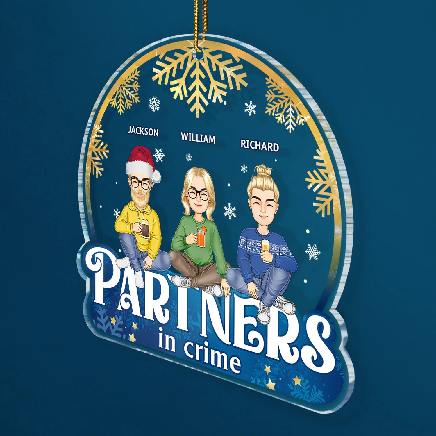 Partners In Crime - Christmas Gifts For Besties, Friends - Personalized Custom Shaped Acrylic Ornament - Image 2