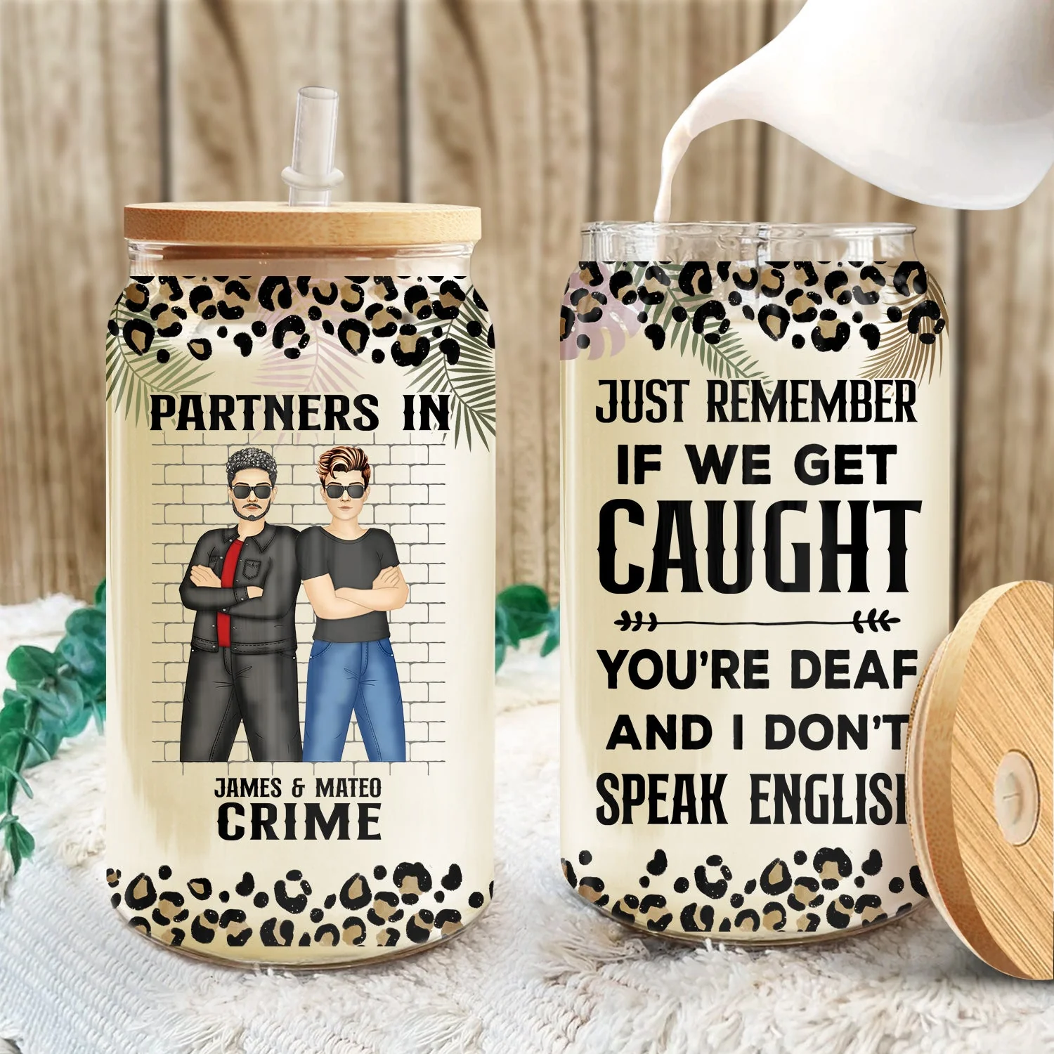 Partners In Crime If We Get Caught - Gift For Besties - Personalized Clear Glass Can - Image 3