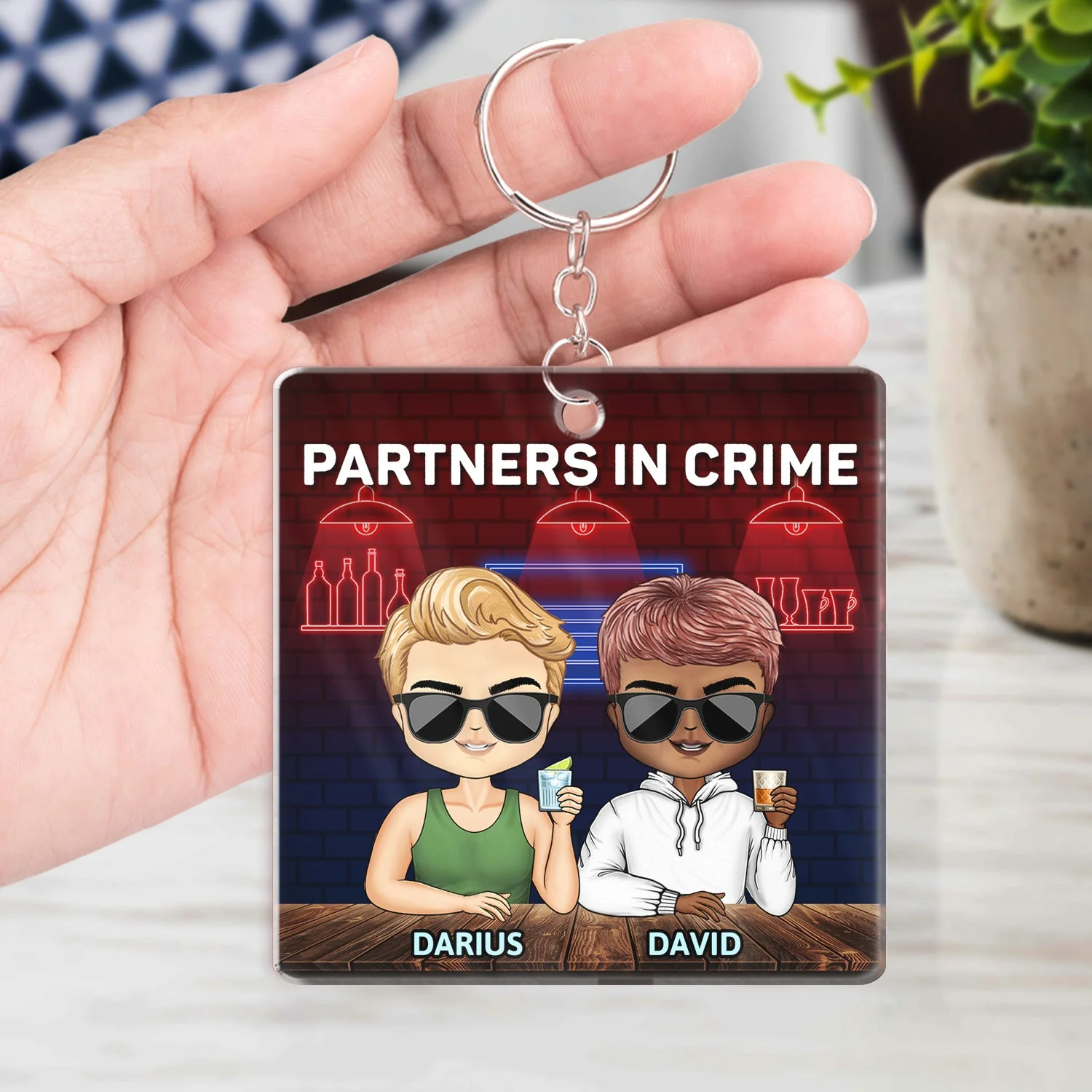 Partners In Crime Just Remember If We Get Caught Bar Best Friends - Bestie BFF Gift - Personalized Custom Acrylic Keychain - Image 4