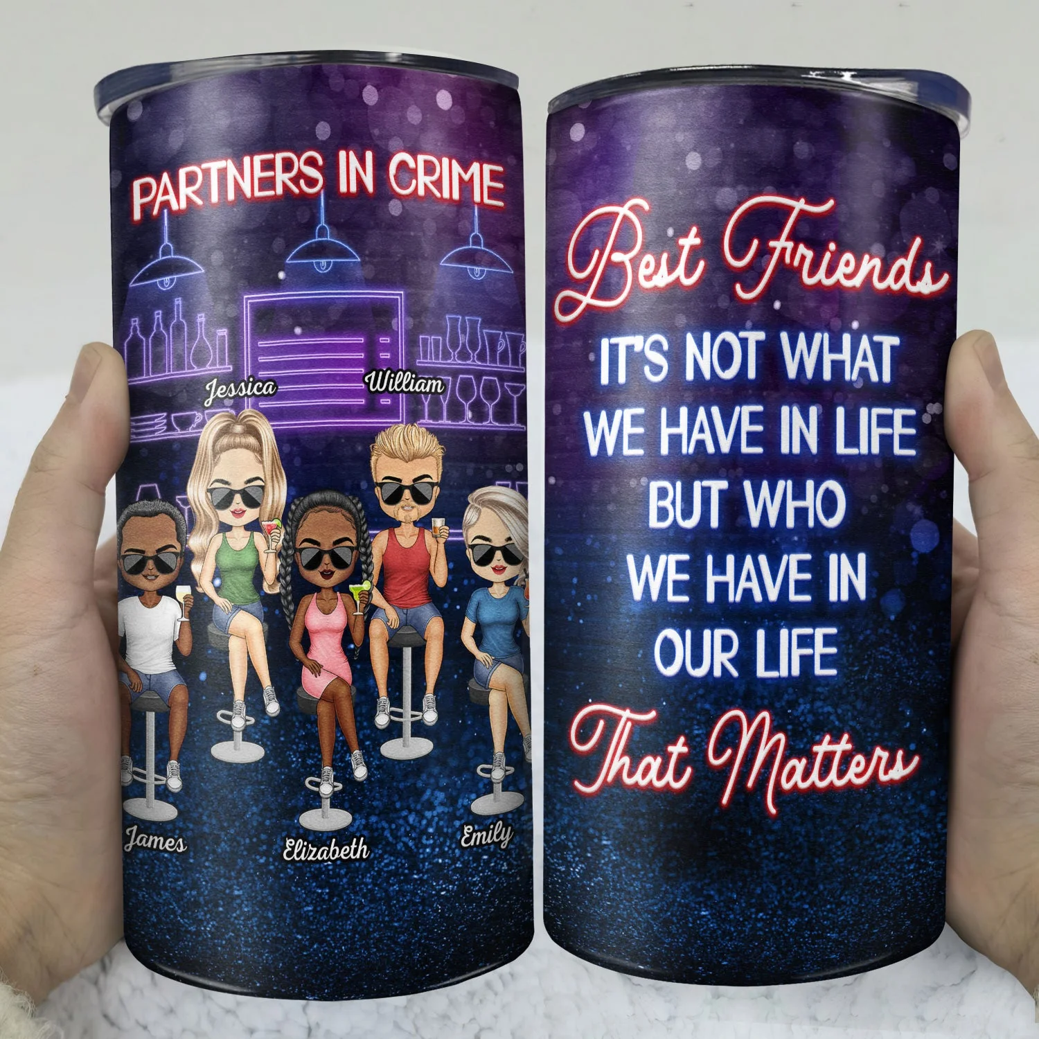 Partners In Crime Just Remember If We Get Caught Best Friends - Bestie BFF Gift - Personalized Custom 4 In 1 Can Cooler Tumbler - Image 3