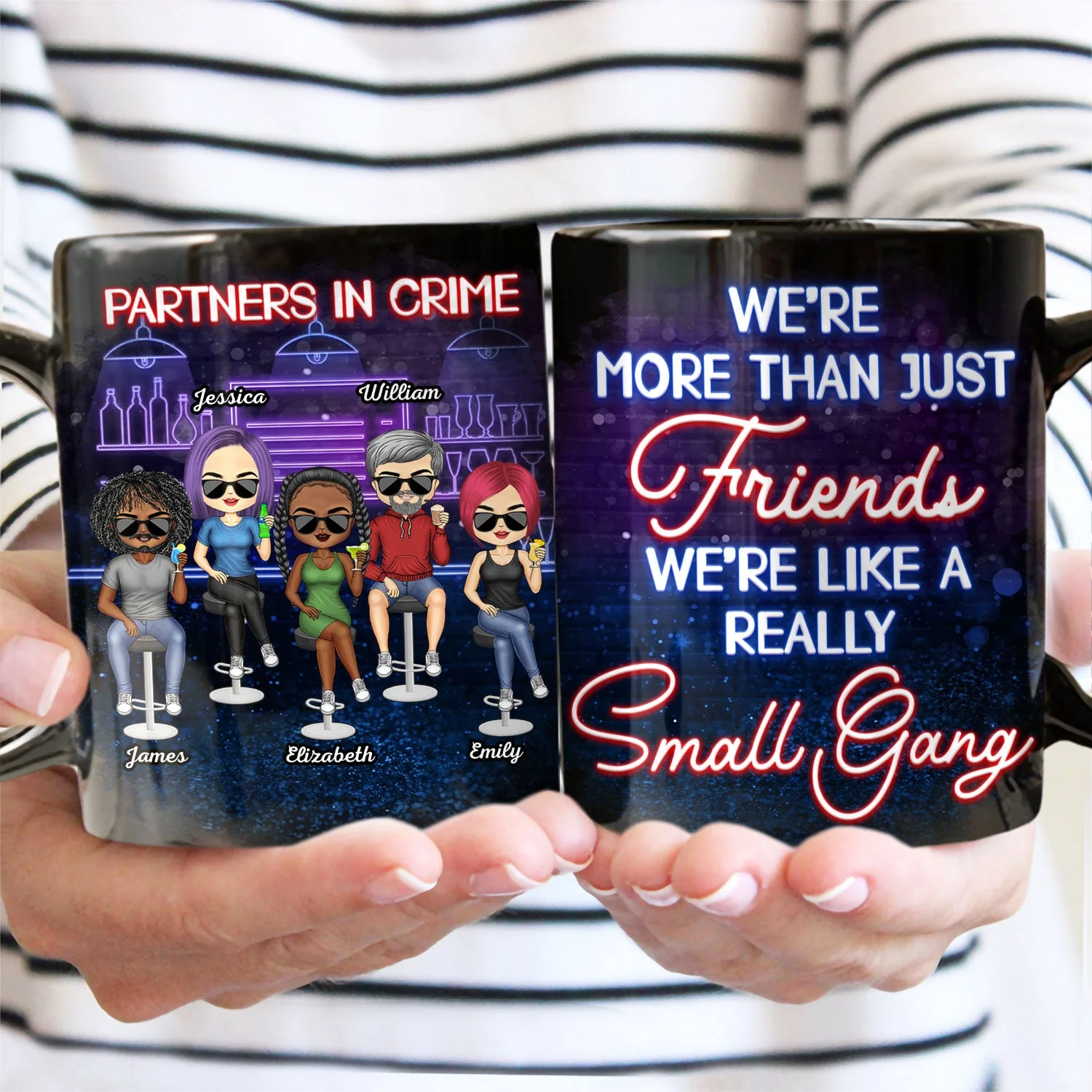 Partners In Crime Just Remember If We Get Caught Best Friends - Bestie BFF Gift - Personalized Custom Black Mug - Image 2
