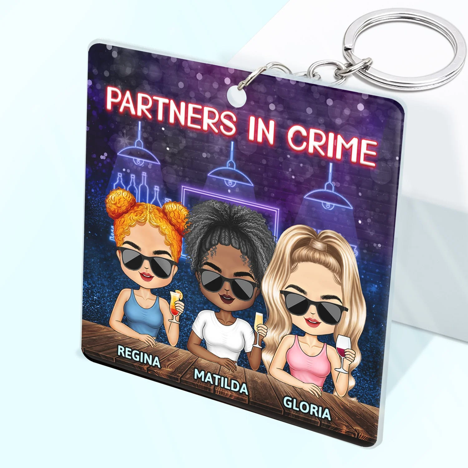 Partners In Crime Just Remember If We Get Caught Best Friends - Bestie BFF Gift - Personalized Custom Rectangle Acrylic Keychain - Image 2