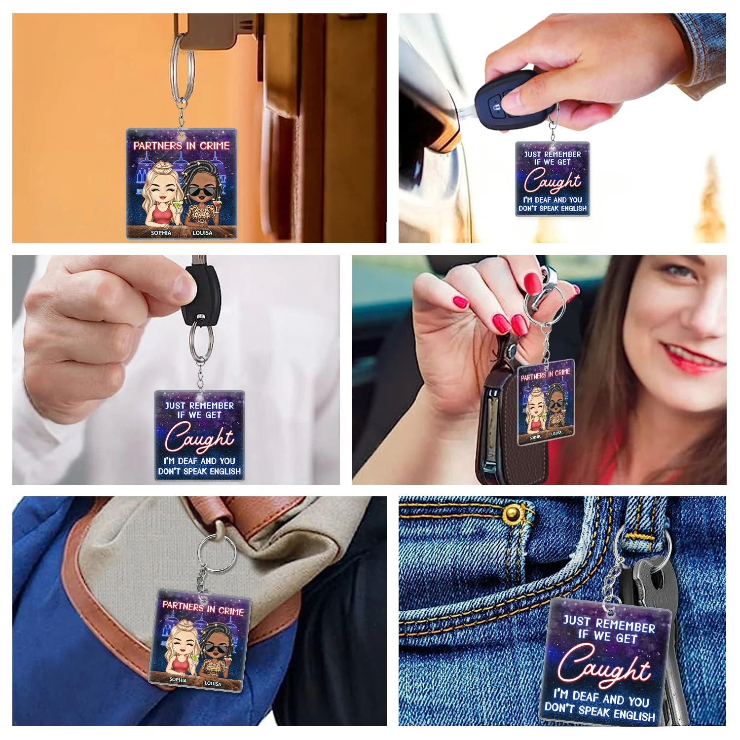 Partners In Crime Just Remember If We Get Caught Best Friends - Bestie BFF Gift - Personalized Custom Rectangle Acrylic Keychain - Image 6