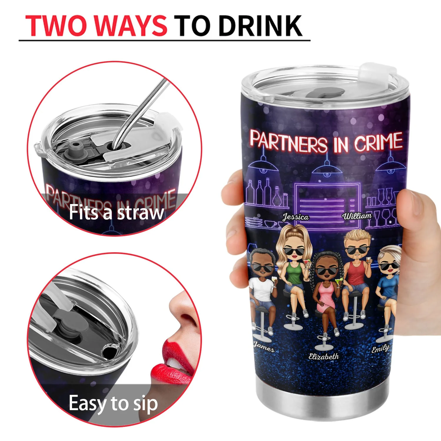 Partners In Crime Just Remember If We Get Caught Best Friends - Bestie BFF Gift - Personalized Custom Tumbler - Image 4