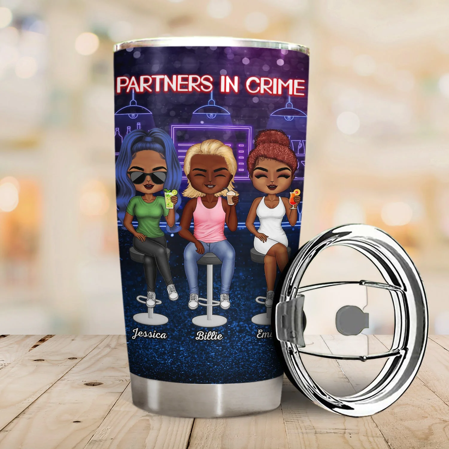 Partners In Crime Just Remember If We Get Caught Best Friends Dark - Bestie BFF Gift - Personalized Custom Tumbler - Image 2