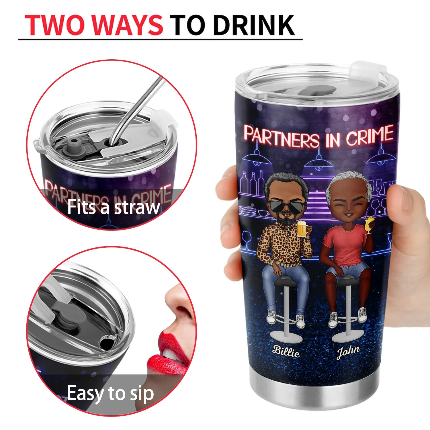 Partners In Crime Just Remember If We Get Caught Best Friends Dark - Bestie BFF Gift - Personalized Custom Tumbler - Image 4