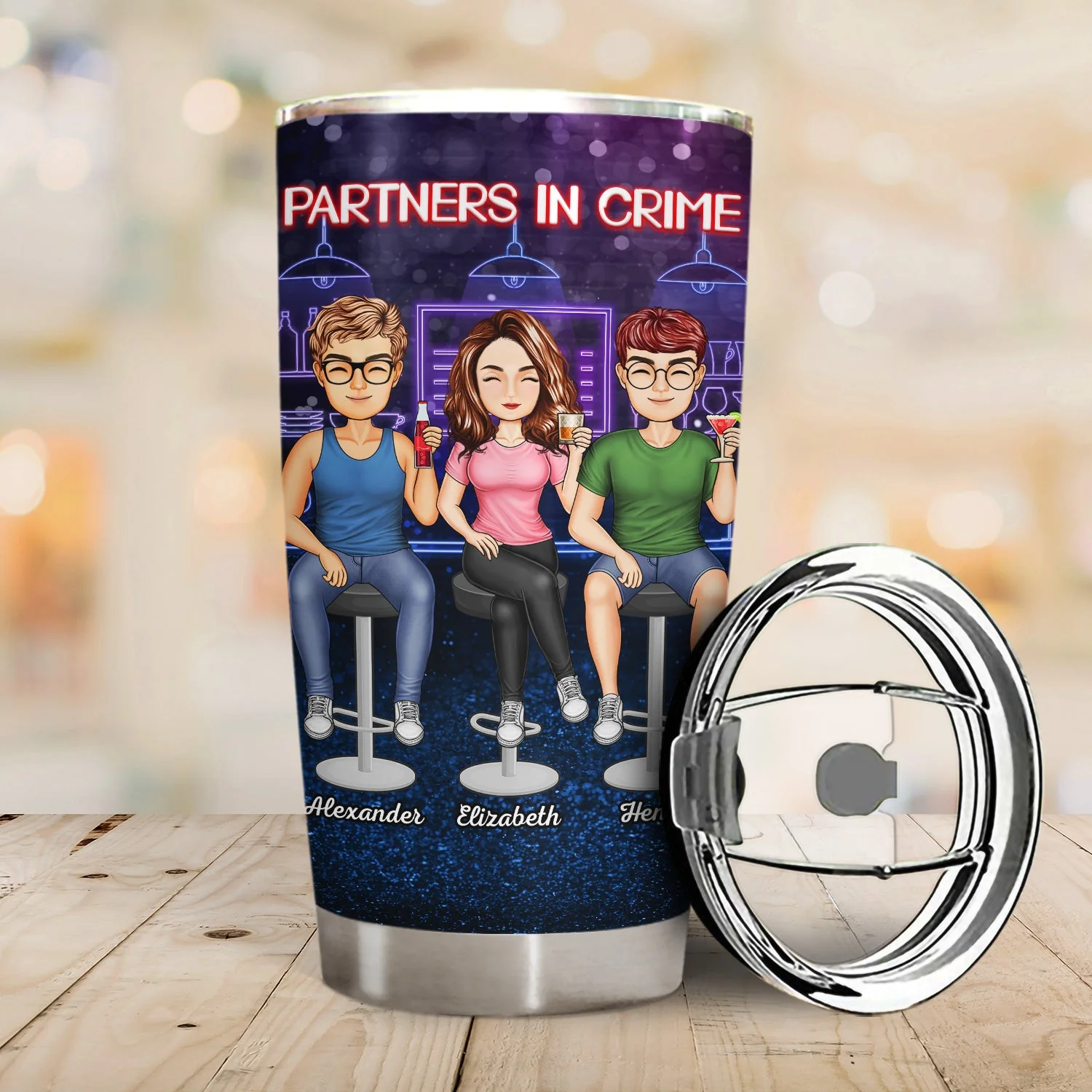 Partners In Crime Just Remember If We Get Caught Cartoon Best Friends - Bestie BFF Gift - Personalized Custom Tumbler - Image 2
