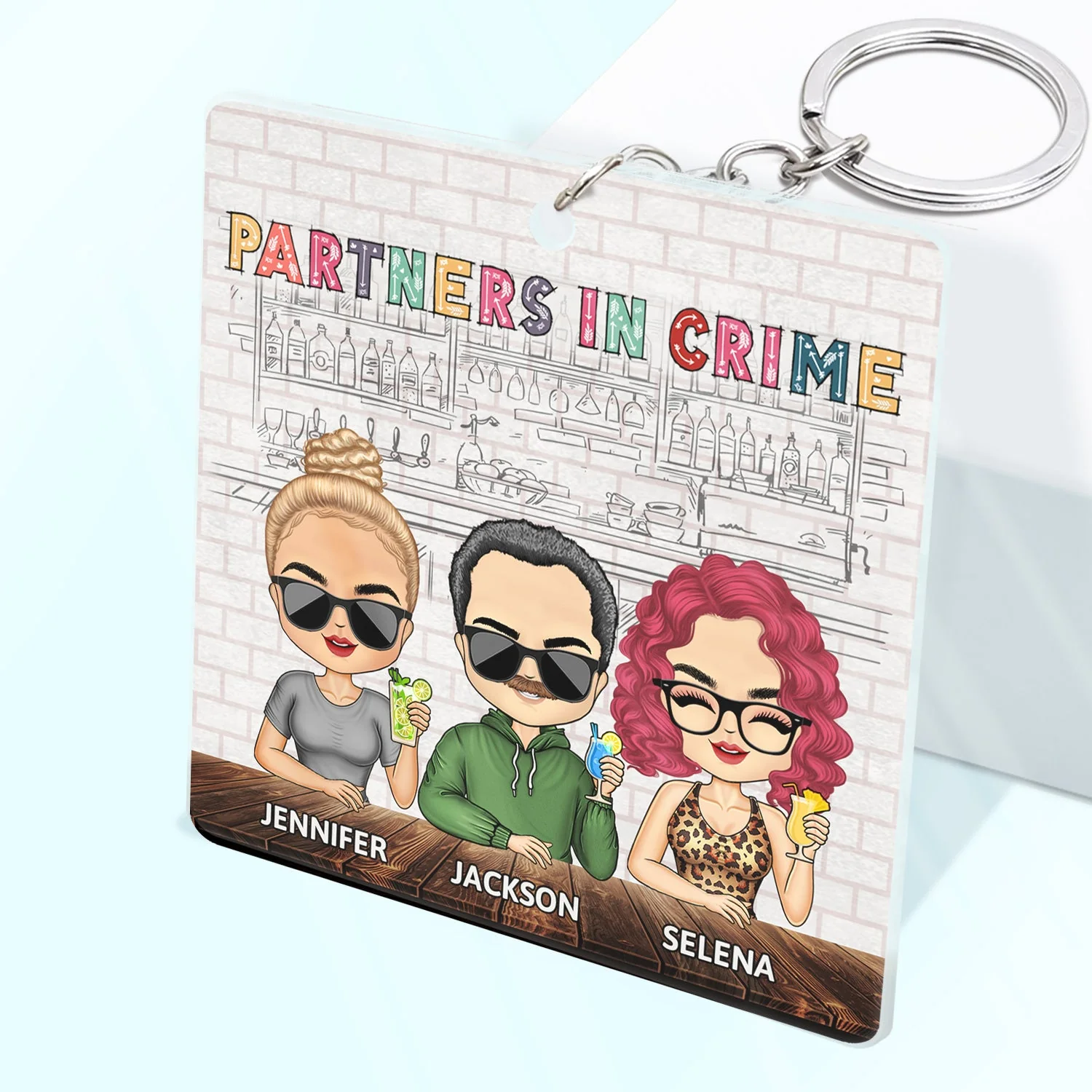 Partners In Crime Just Remember If We Get Caught Colorful Best Friends - Bestie BFF Gift - Personalized Custom Acrylic Keychain - Image 2