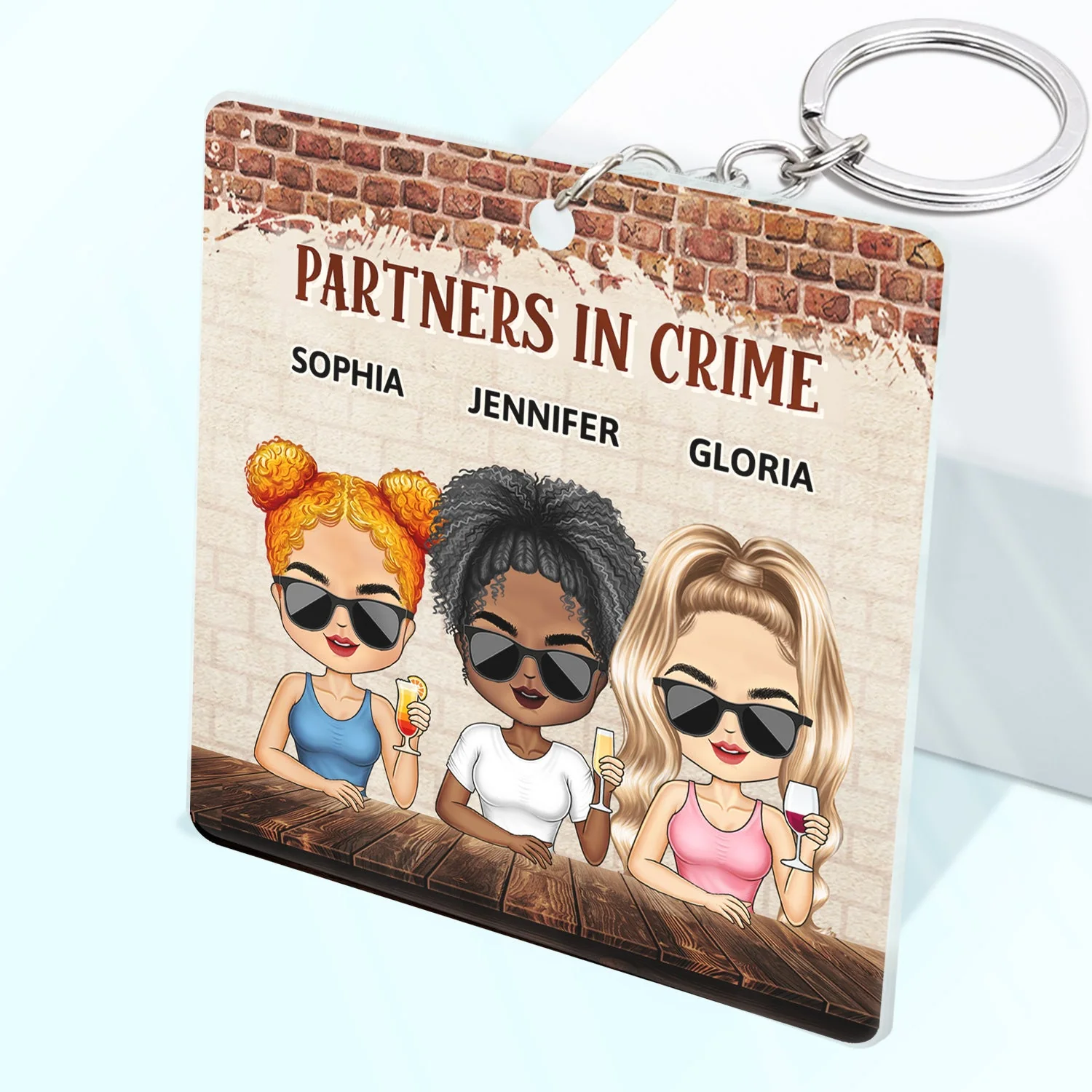Partners In Crime Just Remember If We Get Caught Friendship Best Friends - Bestie BFF Gift - Personalized Custom Acrylic Keychain - Image 2