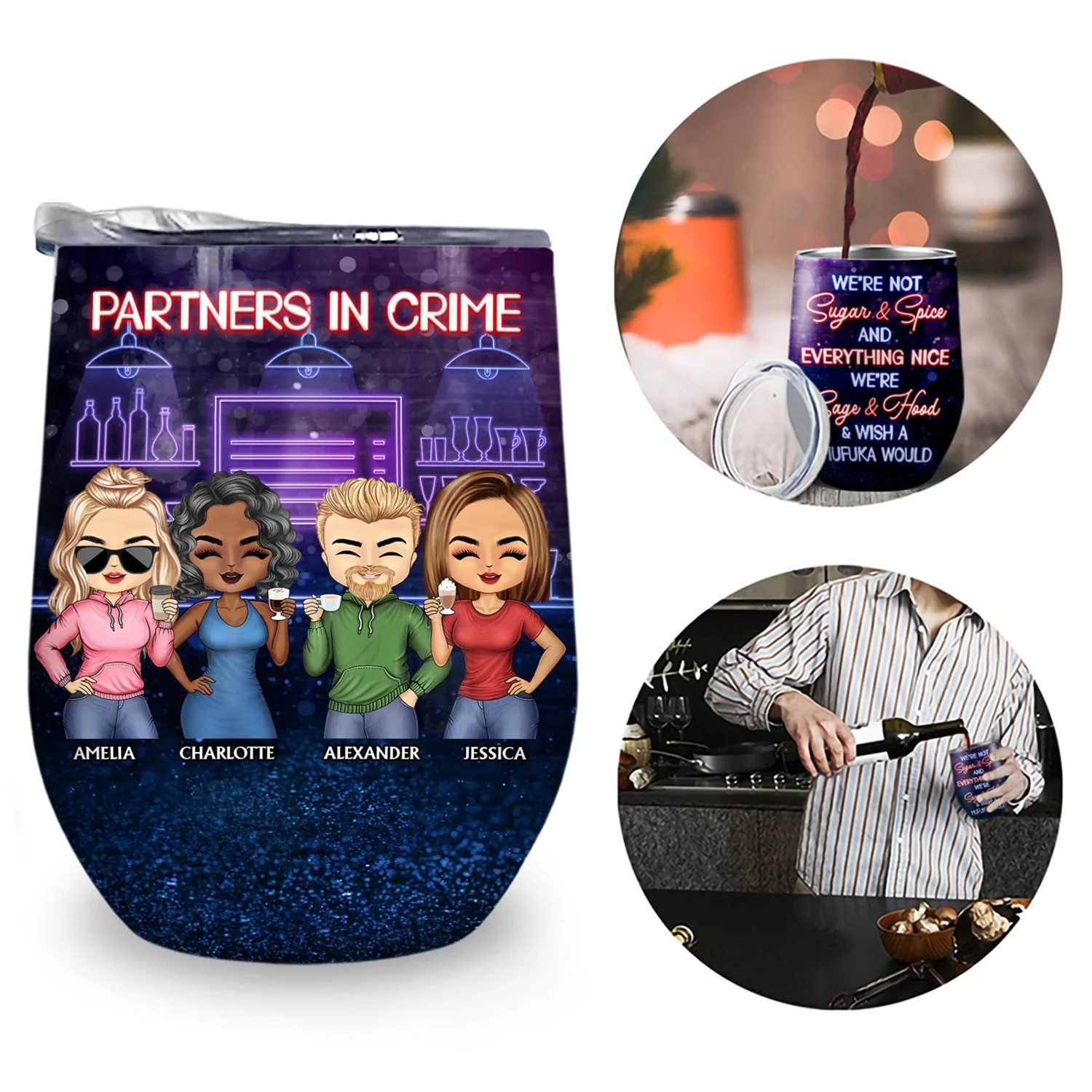 Partners In Crime Just Remember If We Get Caught Friendship Best Friends - Bestie BFF Gift - Personalized Custom Wine Tumbler - Image 2