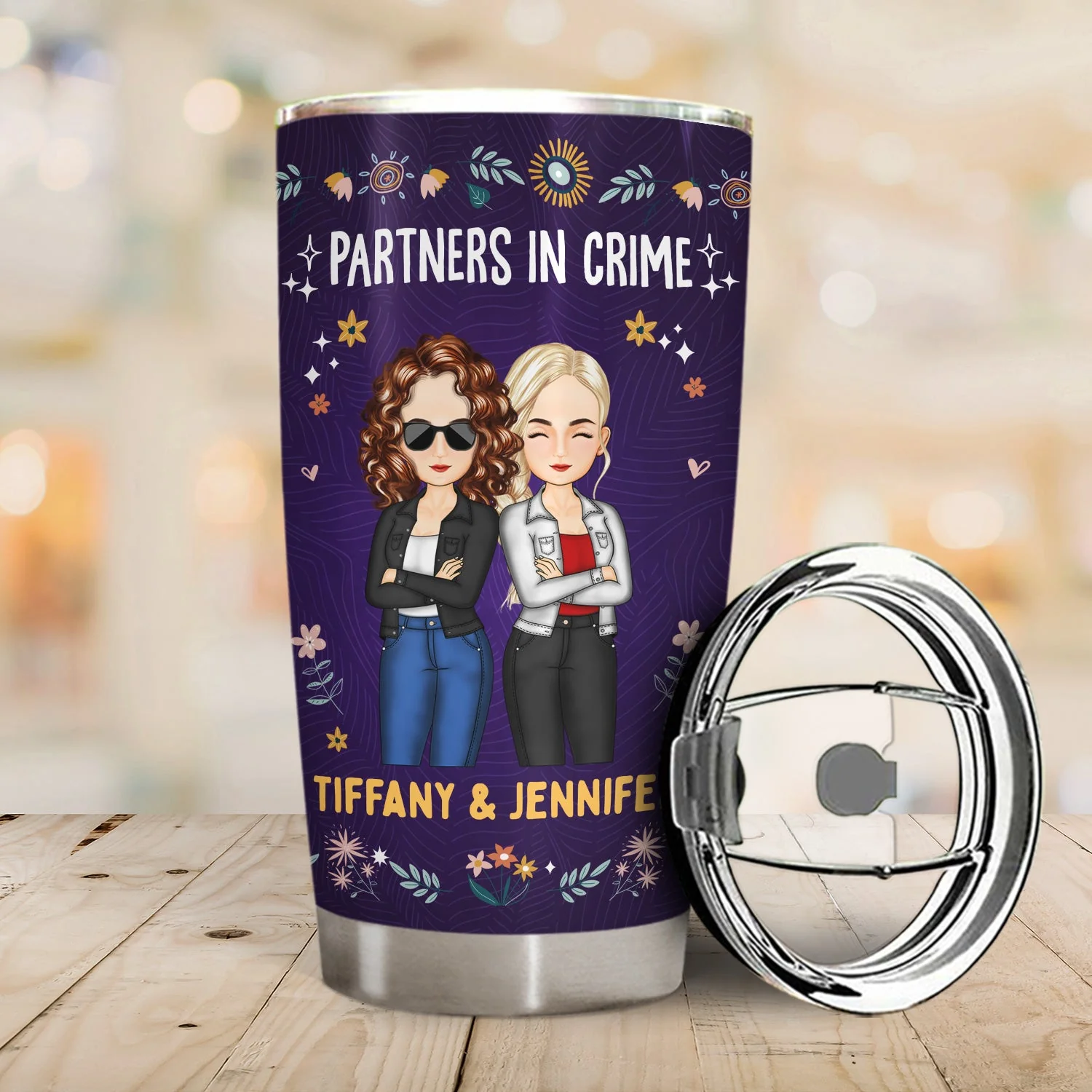 Partners In Crime Just Remember If We Get Caught - Holiday, Birthday, Loving Gift For Bestie, Friend, Colleague - Personalized Tumbler - Image 2