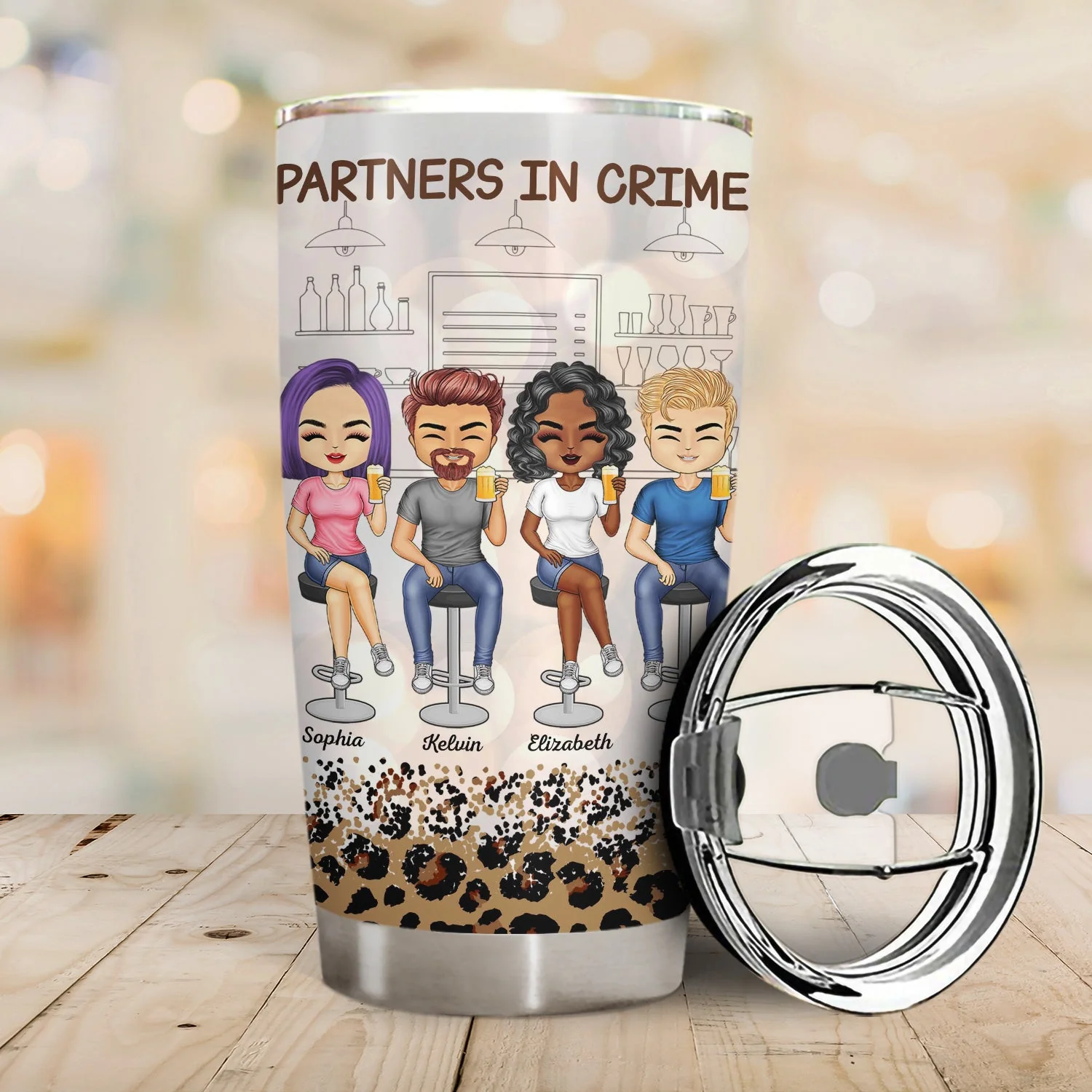 Partners In Crime Just Remember If We Get Caught Leopard Pattern Best Friends - Bestie BFF Gift - Personalized Custom Tumbler - Image 2