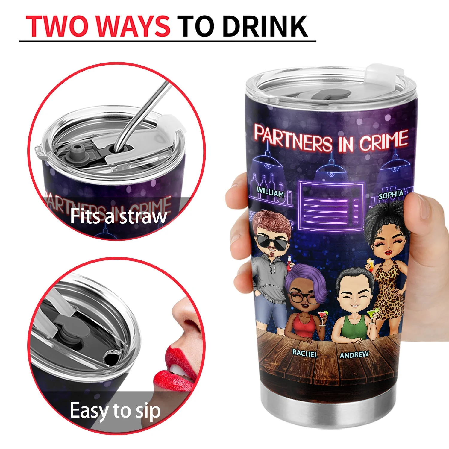 Partners In Crime Just Remember If We Get Caught Party Night Best Friends - Bestie BFF Gift - Personalized Custom Tumbler - Image 4