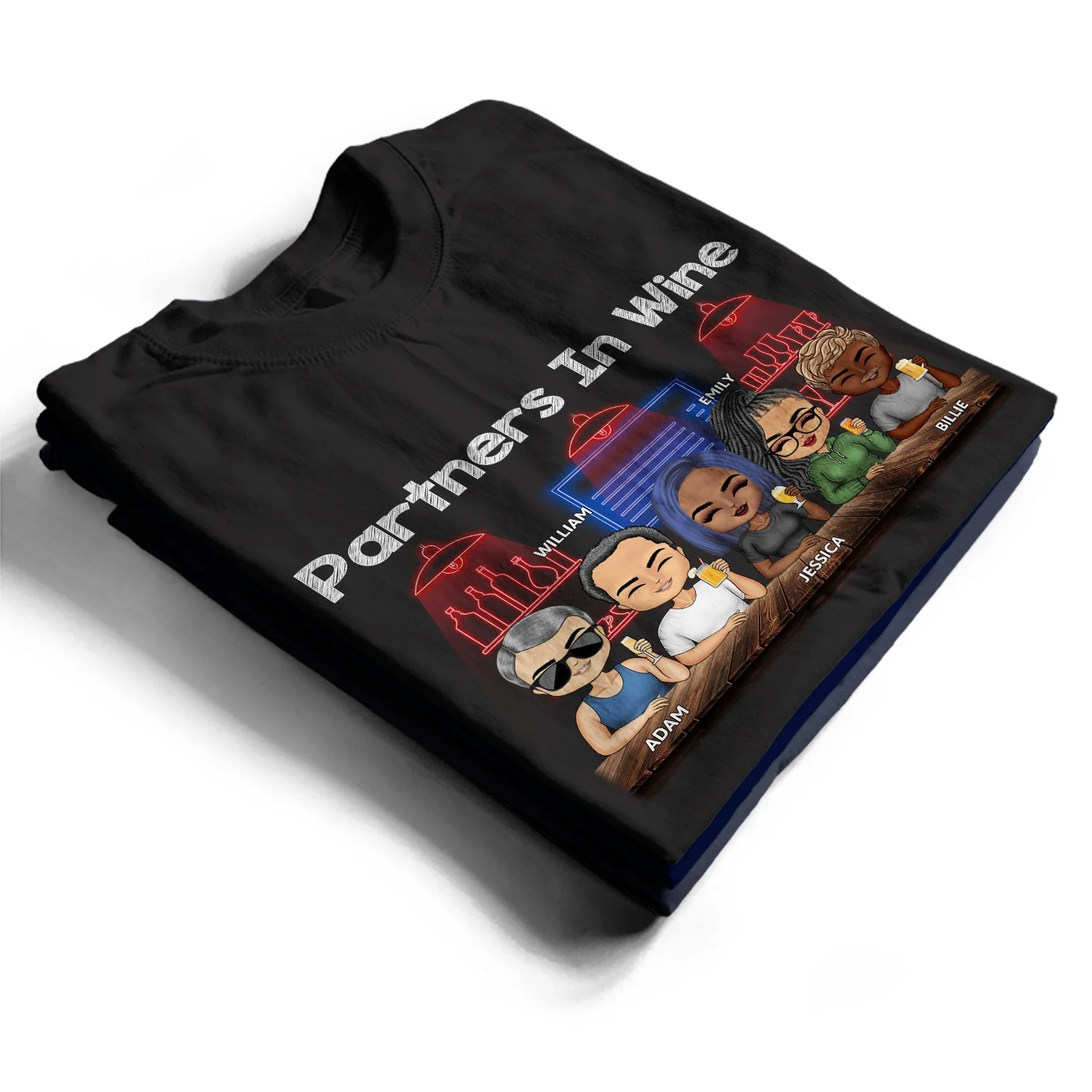Partners In Wine Party Night Best Friends - Bestie BFF Gift - Personalized Custom T Shirt - Image 2