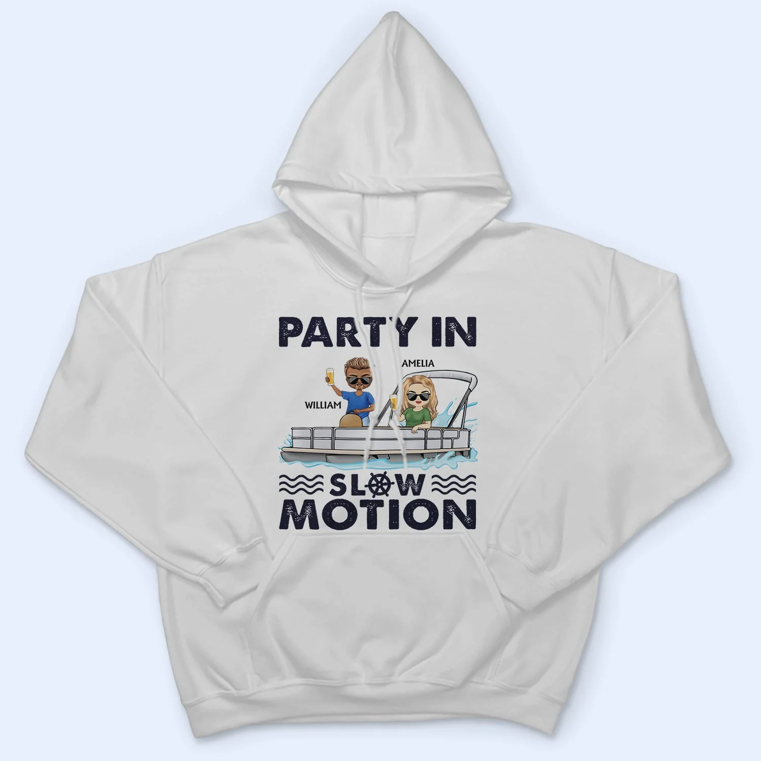 Party In Slow Motion Pontoon Boat Lake Life - Vacation, Birthday Gift For Besties, Best Friends - Personalized T Shirt - Image 4
