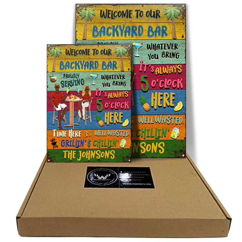 Patio Bar Welcome Grilling Chilling - Personalized Custom Classic Metal Signs - Image 5