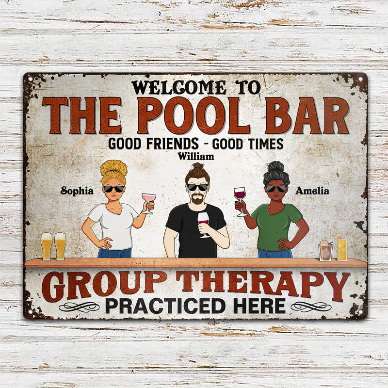 Patio Grilling Group Therapy Practiced Here Family Best Friends - Backyard Sign - Personalized Custom Classic Metal Signs - Image 2