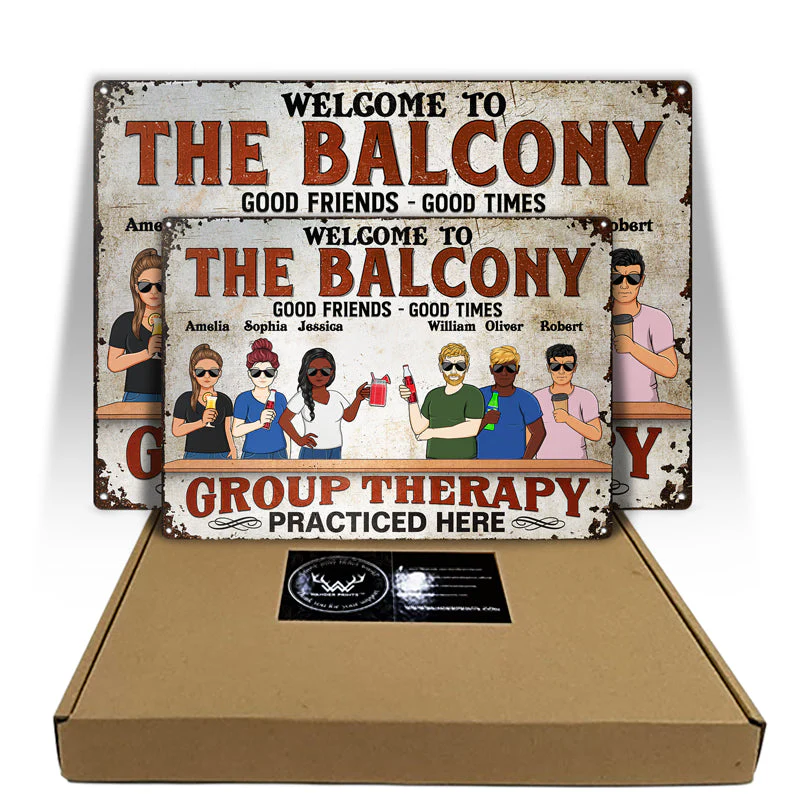 Patio Grilling Group Therapy Practiced Here Family Best Friends - Backyard Sign - Personalized Custom Classic Metal Signs - Image 5